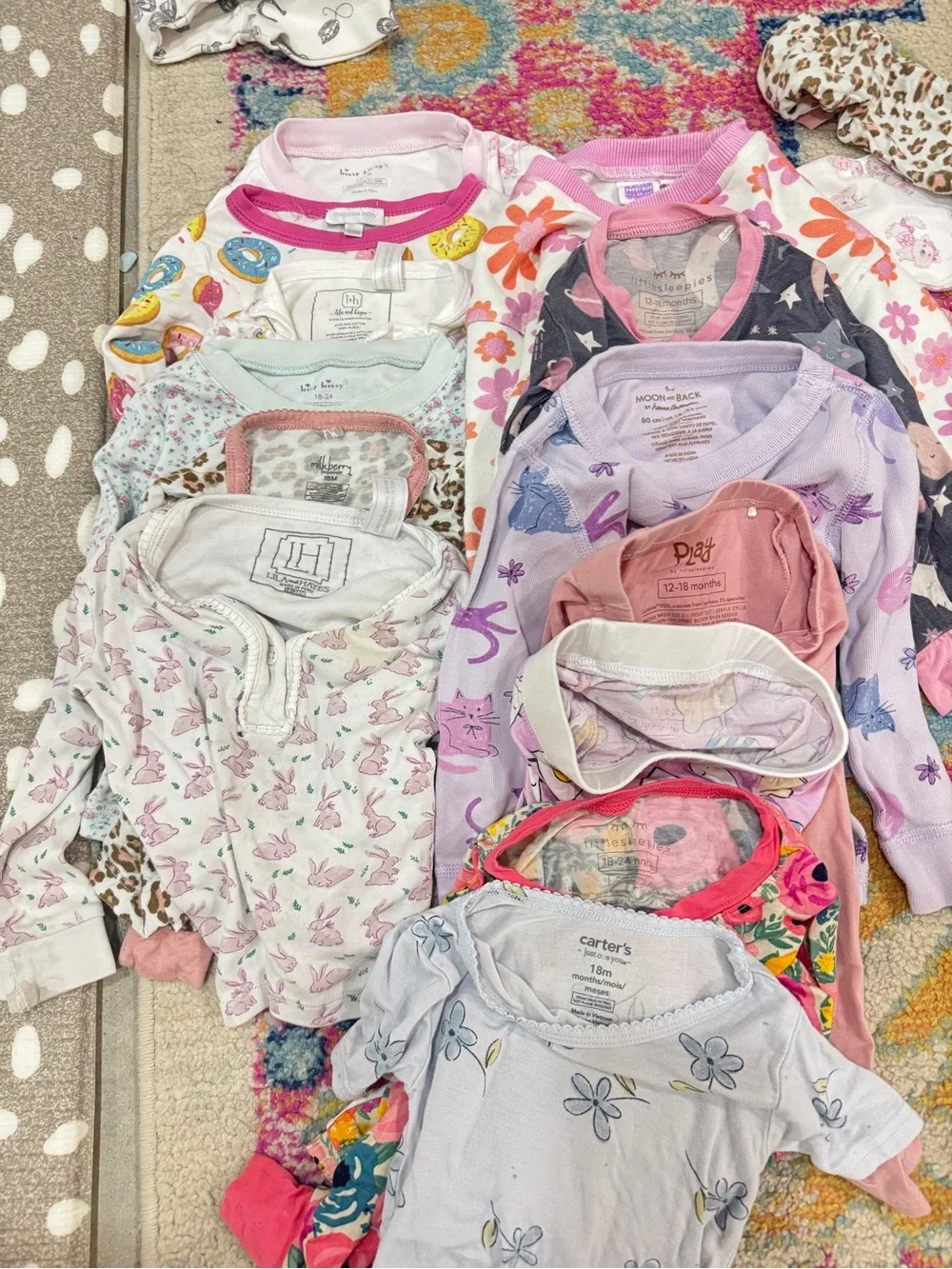Lot of 22 Bamboo Pajamas set pima kissy kissy baby toddler girl long sleeve pant